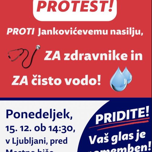 V ponedeljek 27. shod za zaščito pitne vode: 14.30, Ljubljanski magistrat