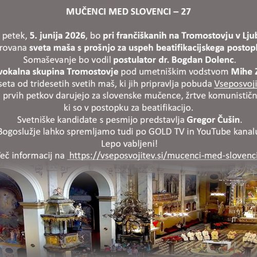 Pobuda Vseposvojitev: v petek molitev za uspeh beatifikacije
