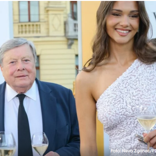 Oče Melanie Trump, Viktor Knavs, na svečanosti ob obletnici otvoritve elitnega hotela v Zagrebu